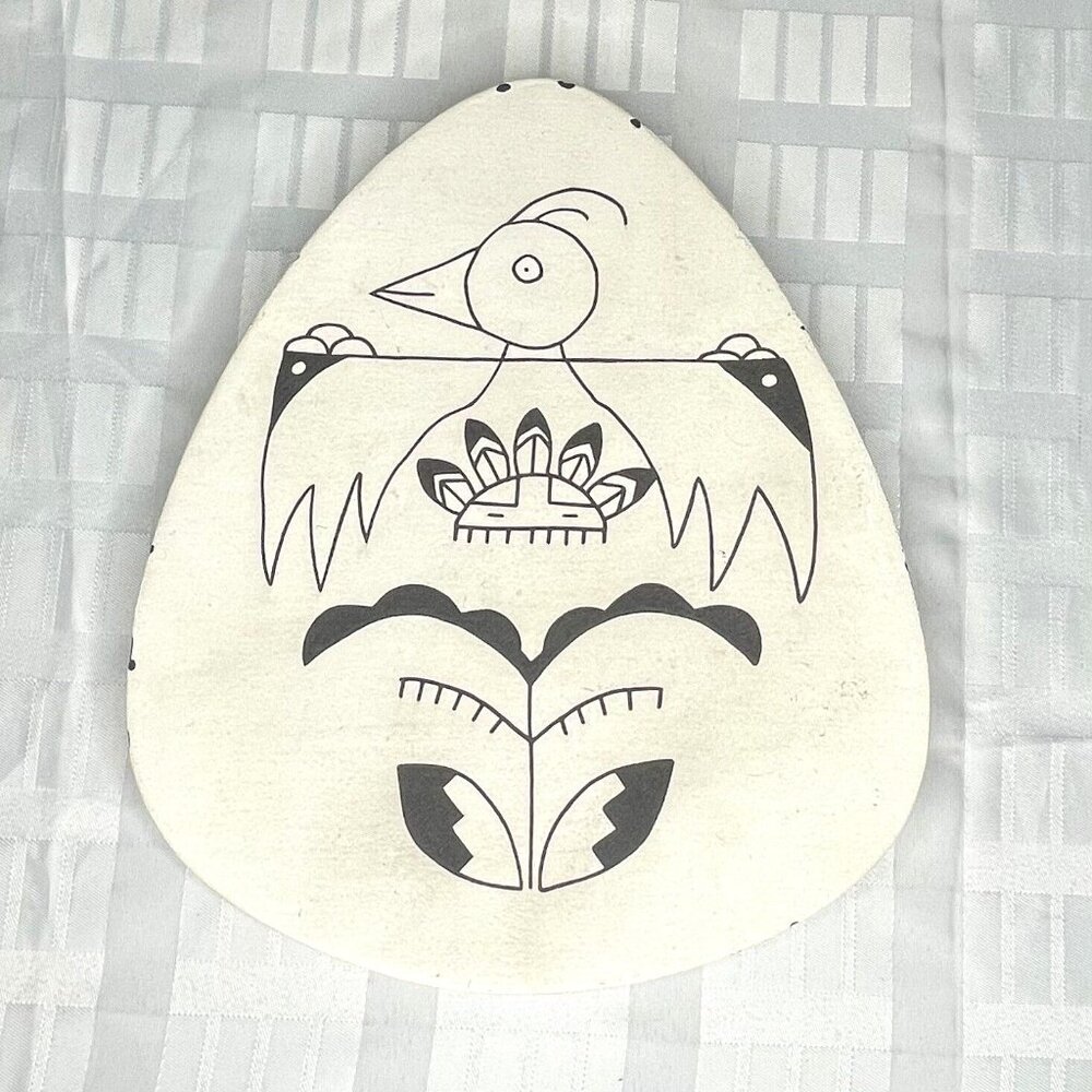 Vintage Thunderbird 1980 Acoma NM Pueblo Native American Art Pottery Decor Plate